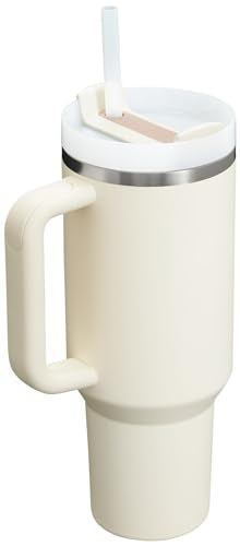Stanley Quencher H2.0 Tumbler with Handle and Straw 40 oz | Flowstate 3-Position Lid | Cup Holder Compatible for Travel | Insulated Stainless Steel Cup | BPA-Free | Cream 2.0