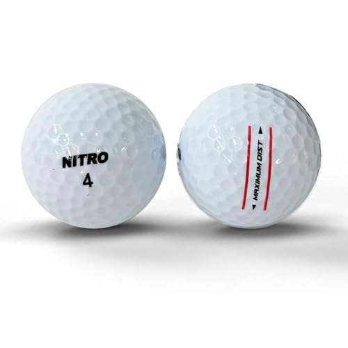 Nitro (12PK) All Levels Maxium Distance Titanium Core 85 Compression High Velocity Spin Control Long Distance Golf Balls USGA Approved-Total of 12-White