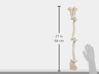 Thumbnail for Flossy Chews 100-Percent Cotton White 3-Knot Rope Tug, Large, 25-Inch