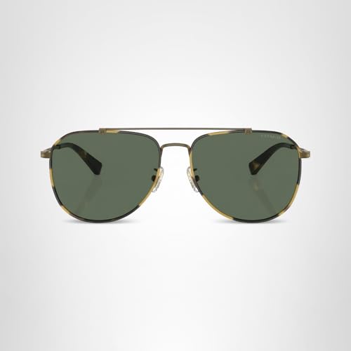 COACH Sunglasses HC 7164 933371 Antique Gold/Tokyo Tortoise Green Solid Polyam