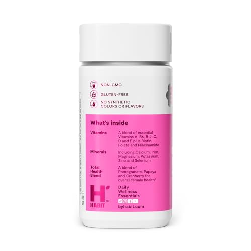 Habit Womens Multi Supplement (60 Capsules) - New Look, Supports General Health & Wellness, 23 Essential Vitamins and Minerals, Fruit extracts, Folate, Iron, B12, Biotin, Non-GMO (1 Pack)