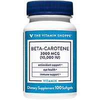 Thumbnail for The Vitamin Shoppe Beta-Carotene 3,000 MCG (Vitamin A), Antioxidant Support for Vision & Immune Health (100 Softgels)