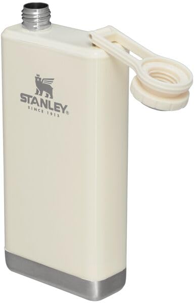 Stanley Adventure Pre-Party Flask 8 oz | Leakproof Hip Flask | Hinge Connected Never Lose Cap | Insulated Stainless Steel Liquor Container | BPA-Free | Cream Gloss