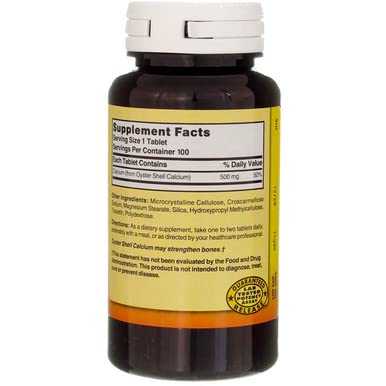 Nature's Blend Oyster Shell Calcium 500 mg Tablets - 100 ct, Pack of 2