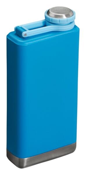 Stanley Adventure Pre-Party Flask 8 oz | Leakproof Hip Flask | Hinge Connected Never Lose Cap | Insulated Stainless Steel Liquor Container | BPA-Free | Azure