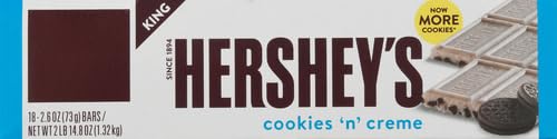 HERSHEY'S COOKIES 'N' CREME King Size Candy, Bulk, Individually Wrapped, 2.6 oz Bars (18 Count)