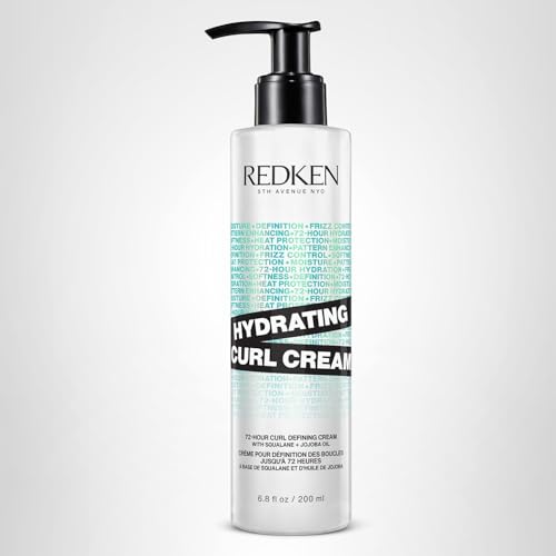 Redken Hydrating Curl Cream - 72 Hour Curl Definition, Heat Protection up to 450°F, Hydrates & Reduces Frizz, With Squalane & Jojoba Oil
