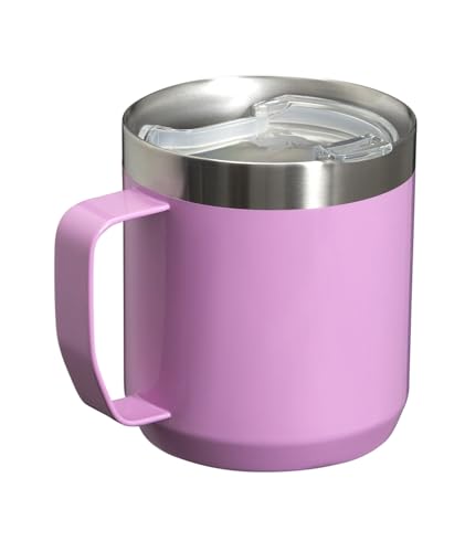 Stanley Stay-Hot Camp Mug 12 oz | Press Fit Drink Through Lid | Cup for Coffee, Tea and Drinks | Insulated Stainless Steel Coffee Mug | BPA-Free | Lilac Gloss