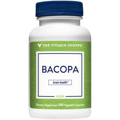 The Vitamin Shoppe Bacopa 500MG (Bacopa Monnieri), Clinically Studied Ingredient, Herbal Brain Support Supplement, Once Daily (100 Capsules)