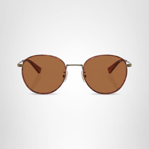 COACH HC7163 Sunglasses, Antique Gold/Amber Tortoise/Amber Solid, 52 mm