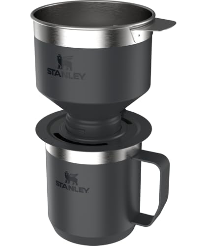 STANLEY Perfect Brew Pour Over Set | 12 oz Camp Mug with Lid Included | Drip Coffee Maker with Reusable Filter | Insulated Stainless Steel | BPA-Free | Black 2.0