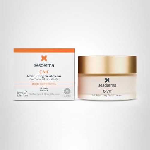 Sesderma C-VIT Moisturizing Facial Cream, Fight Aging with Vitamin C Antioxidants, Diminish Fine Lines & Revitalize Skin, 1.7 fl oz