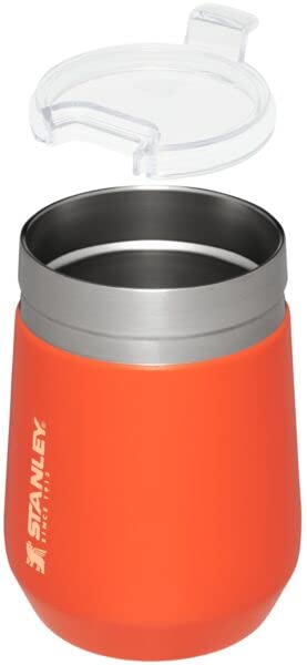 STANLEY GO Everyday Wine Tumbler 10 oz | Press Fit Drink Through Lid | Beverage, Coffee, and Cocktail Cup | Insulated Stainless Steel Wine Glass | BPA-Free | Tigerlilly