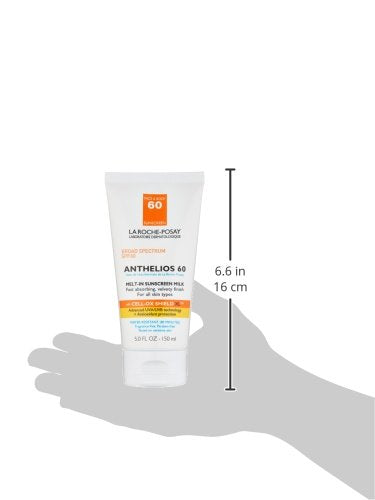 La Roche-Posay Anthelios Melt-In Milk Sunscreen SPF 60, Sunscreen For Body & Face, Broad Spectrum SPF + Antioxidants, Oil Free, Lightweight & Fast Absorbing, Oxybenzone Free