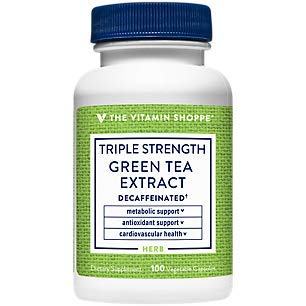 The Vitamin Shoppe Triple Strength Green Tea Extract 750mg Capsules with EGCG – A Natural Antioxidant to Support Fat Metabolism – Fights Free Radicals – Decaffeinated (100 Vegetarian Capsules)