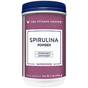 The Vitamin Shoppe Spirulina Powder, Natural - 1 Pound Super Food Green Powder Perfect for Smoothies or Juices, Excellent Source of Vitamin A & B12 with Powerful Antioxidants (1 Pound Powder)