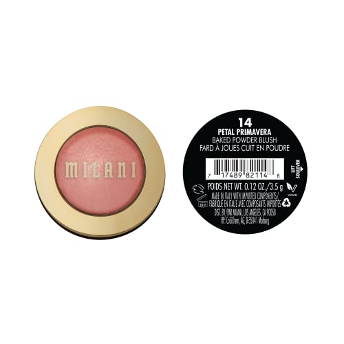 Milani Baked Blush, Powder Blush for Cheeks, Cruelty Free Makeup - Shape, Contour & Highlight Face for a Shimmery or Matte Finish -Petal Primavera