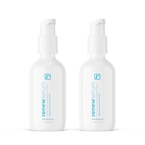 BRIOTECH Renew Serum, Hypochlorous Acid Mineral Gel, Soften Fine Line Appearance, Smooth Skin for Face, Neck, Chest, Spot Corrector, Soothe Redness, Vegan, 2 fl oz (2 Pack)