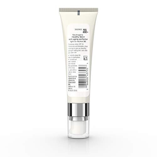 Neutrogena Retinol Treatment & Tinted Facial Moisturizer, Healthy Skin Anti-Aging Perfector, Broad Spectrum SPF 20 Sunscreen & Titanium Dioxide, Blendable Sheer Coverage, 30 Light to Neutral, 1 fl. Oz