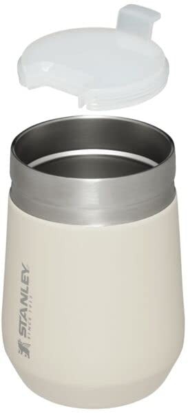STANLEY GO Everyday Wine Tumbler 10 oz | Press Fit Drink Through Lid | Beverage, Coffee, and Cocktail Cup | Insulated Stainless Steel Wine Glass | BPA-Free | Cream Gloss