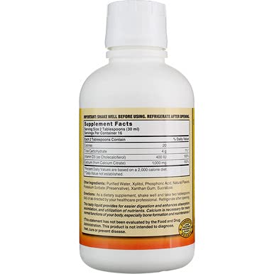 Nature's Blend Calcium Citrate with D3 Blueberry Flavored Liquid 16 oz Each (Pack of 4)