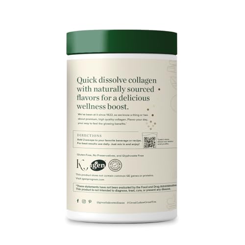 Great Lakes Wellness Collagen Peptides Powder for Skin, Hair, Nails, Joints & Digestion - Chai Flavored - Quick Dissolve Hydrolyzed, Non-GMO, Kosher - 10 oz