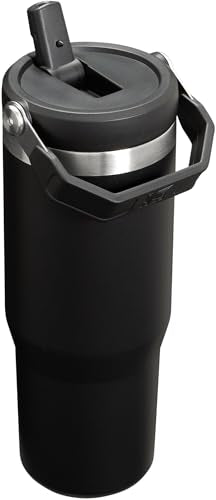 Stanley IceFlow Flip Straw Tumbler with Handle 30 oz | Twist On Lid and Flip Up Straw | Leak Resistant Water Bottle | Insulated Stainless Steel |BPA-Free | Black 2.0