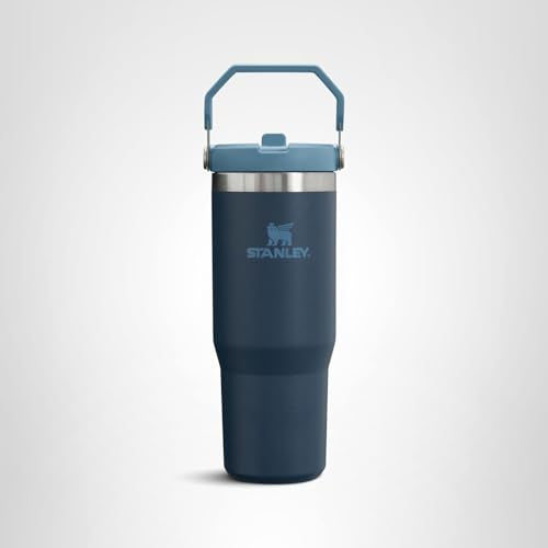 Stanley IceFlow Flip Straw Tumbler with Handle 30 oz | Twist On Lid and Flip Up Straw | Leak Resistant Water Bottle | Insulated Stainless Steel |BPA-Free | Navy