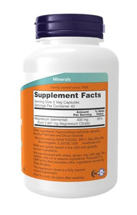 Thumbnail for NOW Foods Supplements, Magnesium Citrate, Enzyme Function*, Nervous System Support*, 240 Veg Capsules