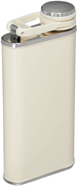 Stanley Classic Easy Fill Wide Mouth Flask 8 oz | Leakproof Hip Flask | Hinge Connected Never Lose Cap | Insulated Stainless Steel Liquor Container | BPA-Free | Cream Gloss
