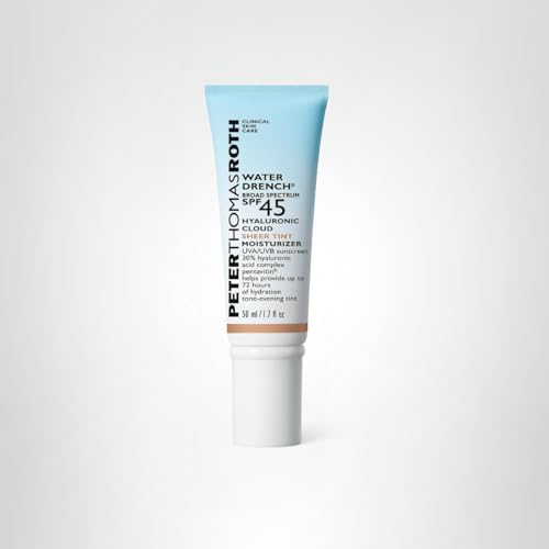 Peter Thomas Roth | Water Drench Hyaluronic Cloud Sheer Tint Moisturizer Broad Spectrum SPF 45, Hydrating Tinted SPF Moisturizer, Adaptable Sheer Tint, For All Skin Tones and Types