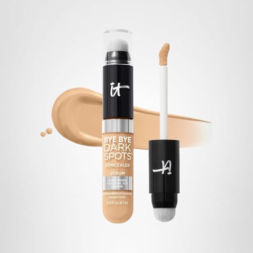 IT Cosmetics Bye Bye Dark Spots Concealer + Brightening Serum – 2% Niacinamide, Hyaluronic Acid & Caffeine - Medium Coverage, Natural Finish, All Skin Types – 23 Light Warm, 0.22 fl. oz