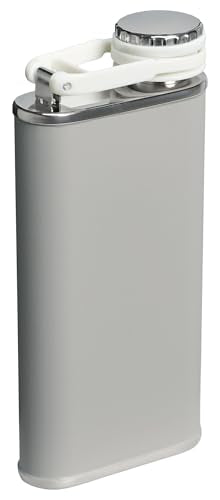Stanley Classic Easy Fill Wide Mouth Flask 8 oz | Leakproof Hip Flask | Hinge Connected Never Lose Cap | Insulated Stainless Steel Liquor Container | BPA-Free | Ash