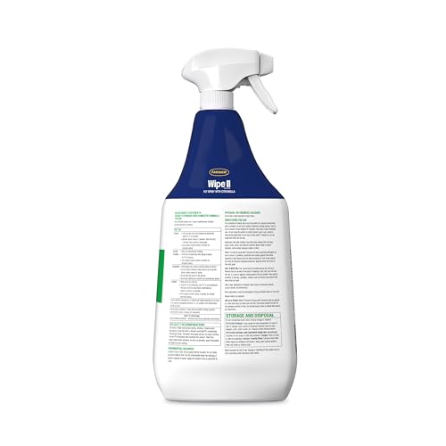 Farnam Wipe II Brand Horse Fly Spray with Citronella, Kills and Repels Flies, Conditions Coats, 32 oz