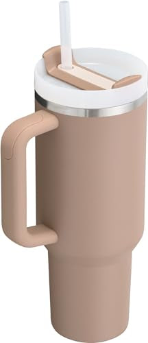 STANLEY Quencher H2.0 Tumbler with Handle and Straw 40 oz | Flowstate 3-Position Lid | Cup Holder Compatible for Travel | Insulated Stainless Steel Cup | BPA-Free | Almond Rose
