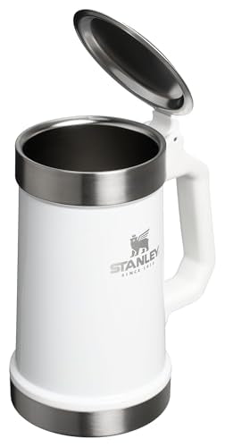 Stanley Classic Bottle Opener Beer Stein 24 oz | Flip Up Lid and Heavy Duty Handle with Built In Bottle Opener | Insulated Stainless Steel Beer Mug | BPA-Free | Cream Gloss