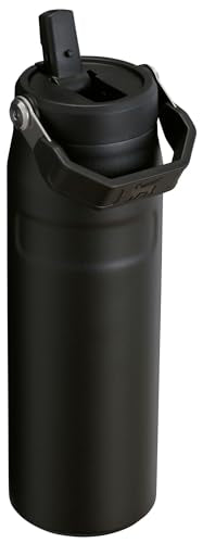 Stanley IceFlow Flip Straw 2.0 Water Bottle 24 OZ | Built-In Straw with Larger Opening | Lightweight & Leak-Resistant | Insulated Stainless Steel | BPA-Free | Black 2.0