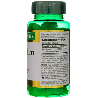 Nature's Bounty Magnesium 500 mg Tablets 100 ea (Pack of 2)