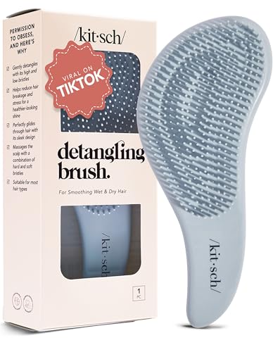 Image 1 of Haze Blue for the product Kitsch Detangler Brush – Gentle Curly Hair Brush All Hair Types