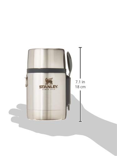STANLEY Classic Food Jar and Spork 18 oz | Vacuum Insulated Food Container | Wide Mouth Screw On Lid | Packable for Travel | Stainless Steel with Leakproof Lid | BPA-Free | Stainless Steel