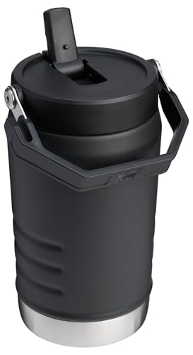 STANLEY IceFlow 2.0 Flip Straw Jug with Handle 40 oz | Twist On Lid and Flip Up Straw | Leakproof for Travel and Sports | Insulated Stainless Steel | BPA-Free | Black 2.0