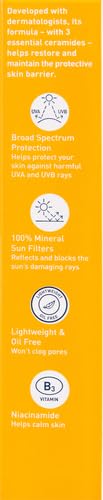 CeraVe 100% Mineral Sunscreen SPF 50, Face sunscreen With Zinc Oxide & Titanium Dioxide, Hyaluronic Acid + Niacinamide + Ceramides, Oil Free, Travel Size 2.5 oz