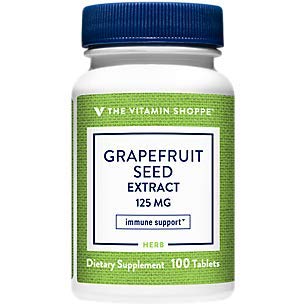 The Vitamin Shoppe Grapefruit Seed Extract 125MG, Antioxidant Herbal Supplement for Travelers Immune Support with Seeds & Pulp of Fresh Grapefruit, Contains Citricidal Brand (100 Tablets)