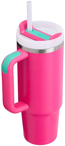 Stanley Quencher H2.0 Tumbler with Handle and Straw 30 oz | Flowstate 3-Position Lid | Cup Holder Compatible for Travel | Insulated Stainless Steel Cup | BPA-Free | Passion Pink