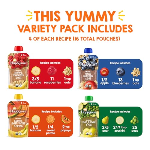 Image 3 of Happy Baby Clearly Crafted Stage 2 Fruit & Veggie Variety Pack 4oz (16)