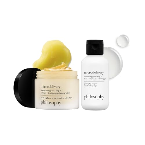 philosophy microdelivery vitamin c resurfacing peel kit - with lactic acid & sunflower seed oil - two-step treatment to smooth rough texture, even skin tone and minimize the appearance of fine lines