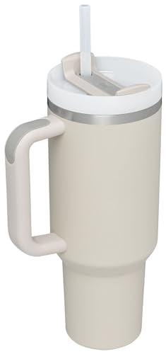 STANLEY Quencher H2.0 Tumbler with Handle and Straw 40 oz Flowstate 3-Position Lid Cup Holder Compatible for Travel Insulated Stainless Steel Cup BPA-Free Dune