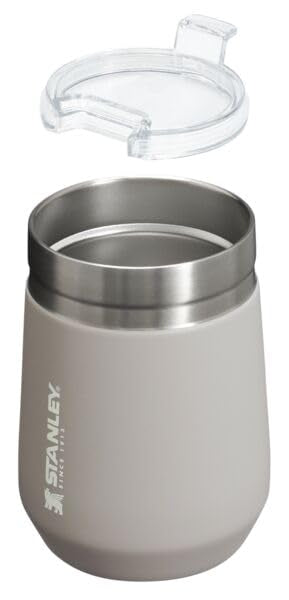 Stanley GO Everyday Wine Tumbler 10 oz | Press Fit Drink Through Lid | Beverage, Coffee, and Cocktail Cup | Insulated Stainless Steel Wine Glass | BPA-Free | Ash 2.0