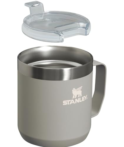 STANLEY Stay-Hot Camp Mug 12 oz | Press Fit Drink Through Lid | Cup for Coffee, Tea and Drinks | Insulated Stainless Steel Coffee Mug | BPA-Free | Ash 2.0
