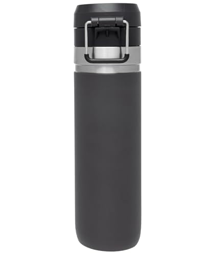 Stanley Quick Flip GO Water Bottle 24 oz | Push Button Lid | Leakproof and Packable for Travel and Sports | Insulated Stainless Steel | BPA-Free | Charcoal